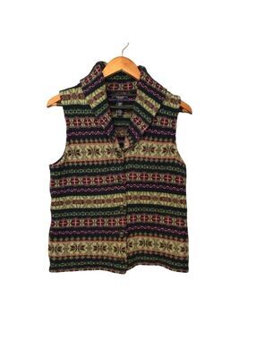 Chaps Vintage Preppy Academia Patterned Button Front Vest Sz M